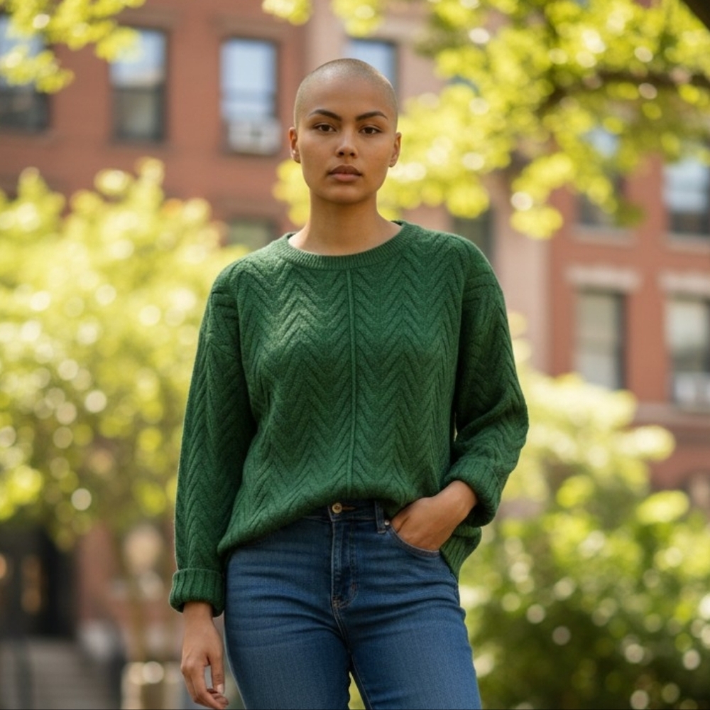 Soho Emerald Green Women's Crew Neck Sweater
